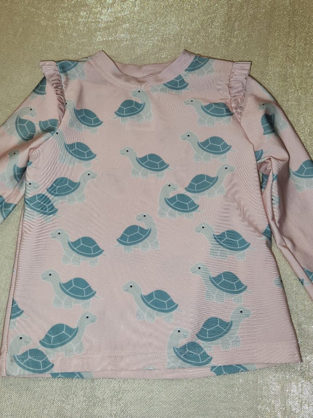 H&M Pink Turtle Swim Shirt Toddler Girls 18M-2T Long Sleeve UPF Top